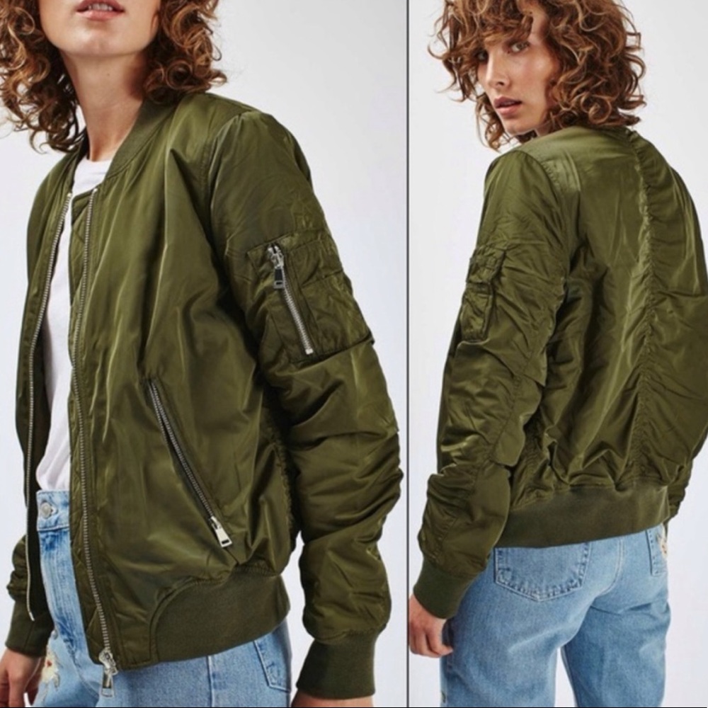 Topshop Green Bomber Jacket
